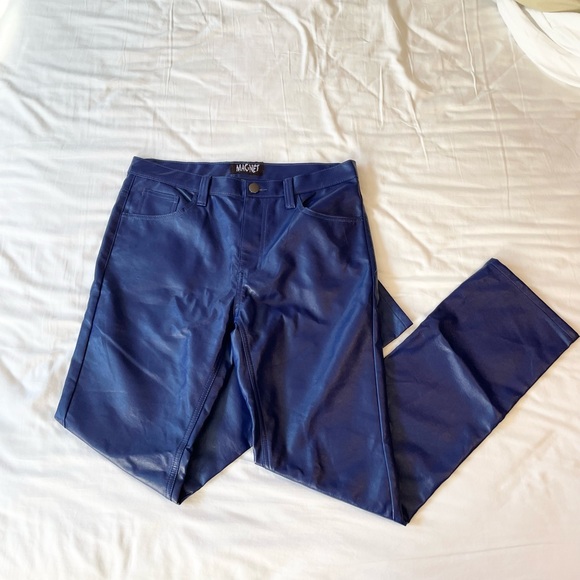 VINTAGE blue leather pants - Picture 4 of 4